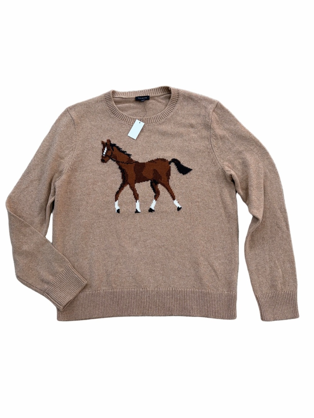 Talbots NWT Women’s Size Medium Whimsy Horse Crewneck Pullover Sweater